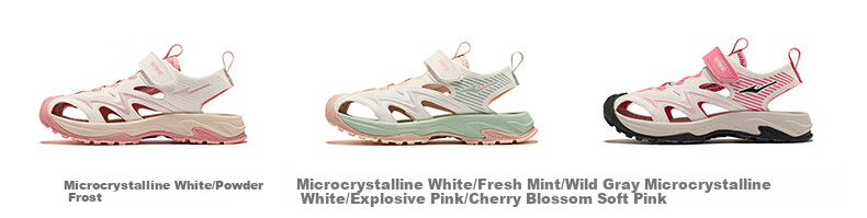 ERKE Kids Sandals Boys and Girls Closed-Toe Anti-Collision Sandals Microcrystalline White/Pink Frost Color Size 34 41