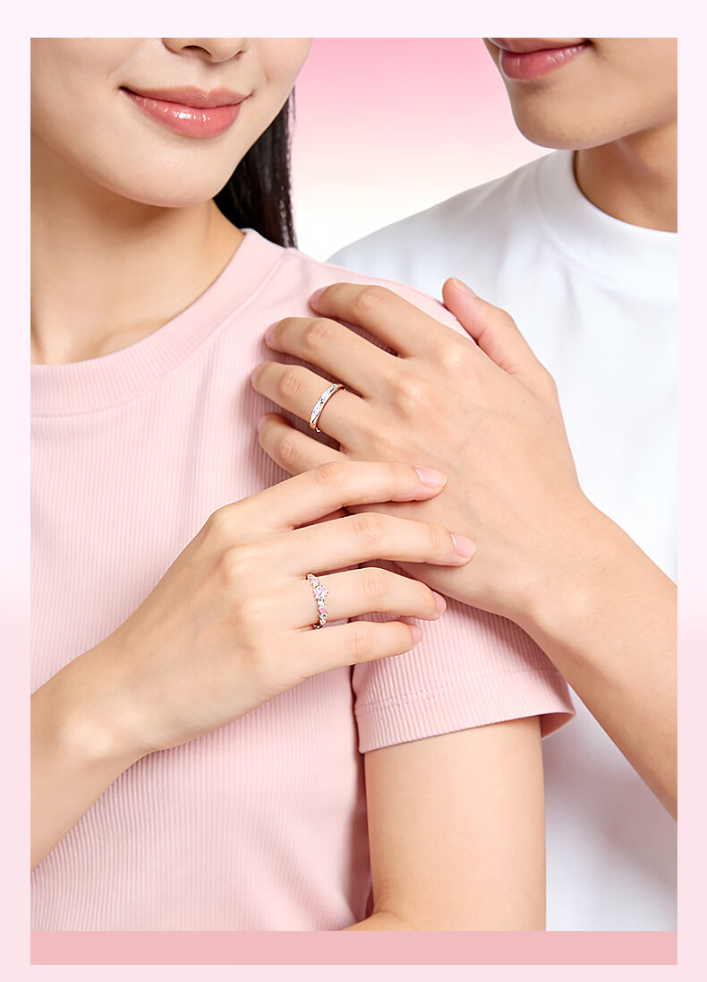 Zhenshang Silver China Gold Couple Rings Silver Rings Pair S925 Zircon Valentine's Day Gift for Girlfriend 8
