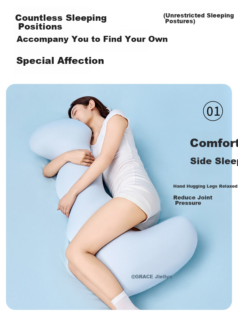 Grace Class A Seahorse Leg-Hugging Body Pillow Side Sleeping Pillow Maternity Long Bolster Pillow Cushion Plush Toy 9