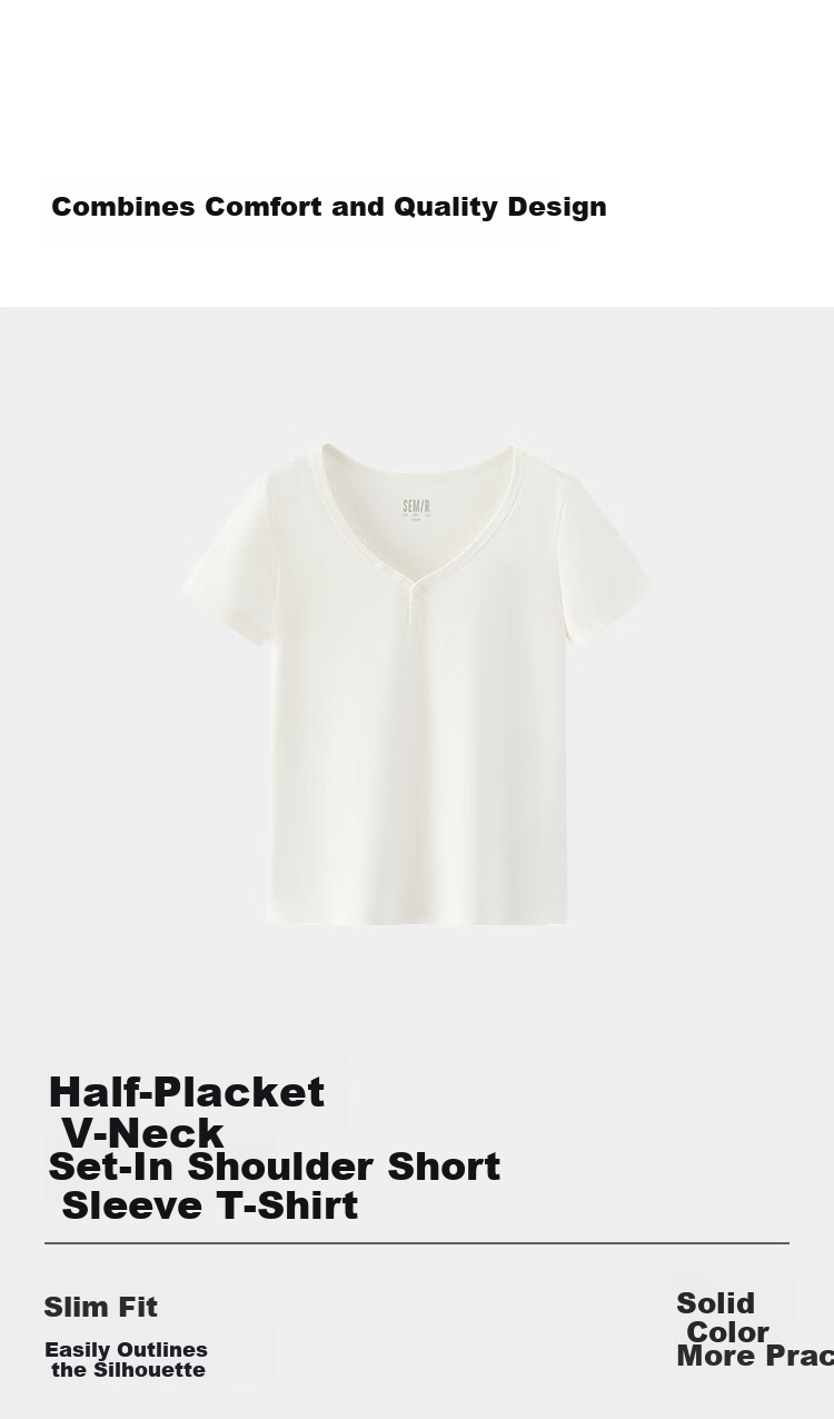 Semir Women's Summer Short Sleeve V-Neck Half-Placket Pullover Slim Fit T-Shirt 2026 Top 109326100046 8