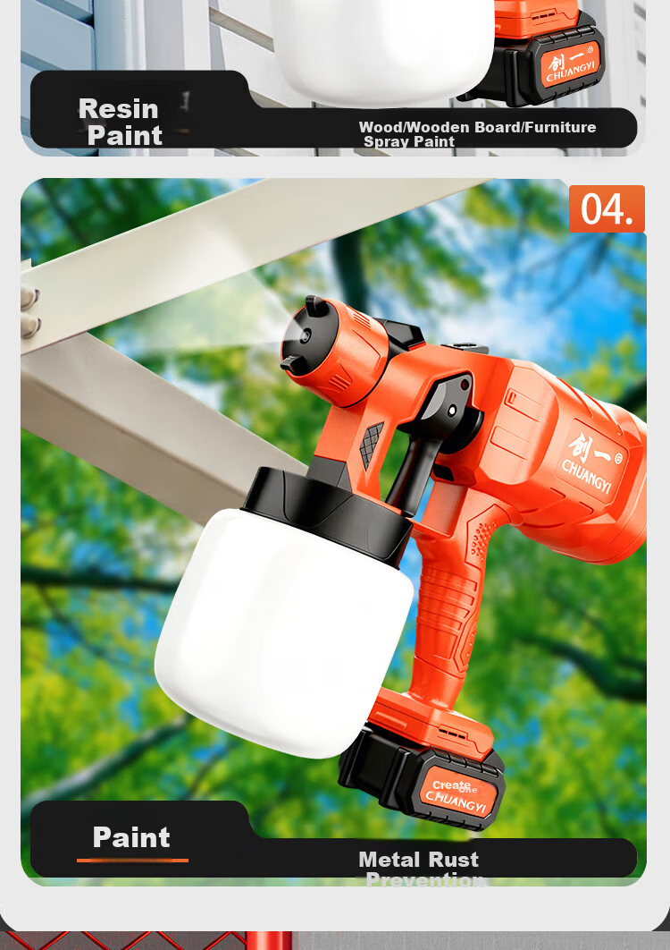 Chuangyi Electric Paint Sprayer Latex Paint Spray Gun Handheld High Atomization Door Coating Sprayer 8