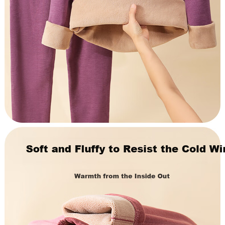 YUZHAOLIN Women's Thermal Underwear Set Fleece Lined Thickened Mid-High Neck Cold-Resistant Autumn Winter for Middle-Aged and Elderly Mothers and Grandmothers 6