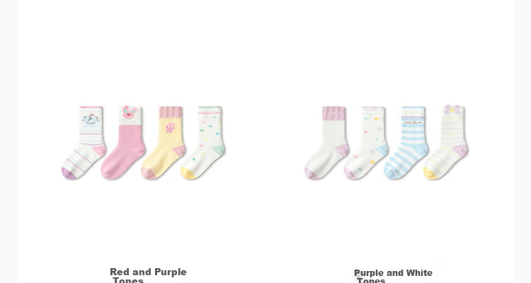 Balabala [balaOne] Children's Socks Spring and Autumn Girls Jacquard Sweet Short Socks Soft Four-Pack 9