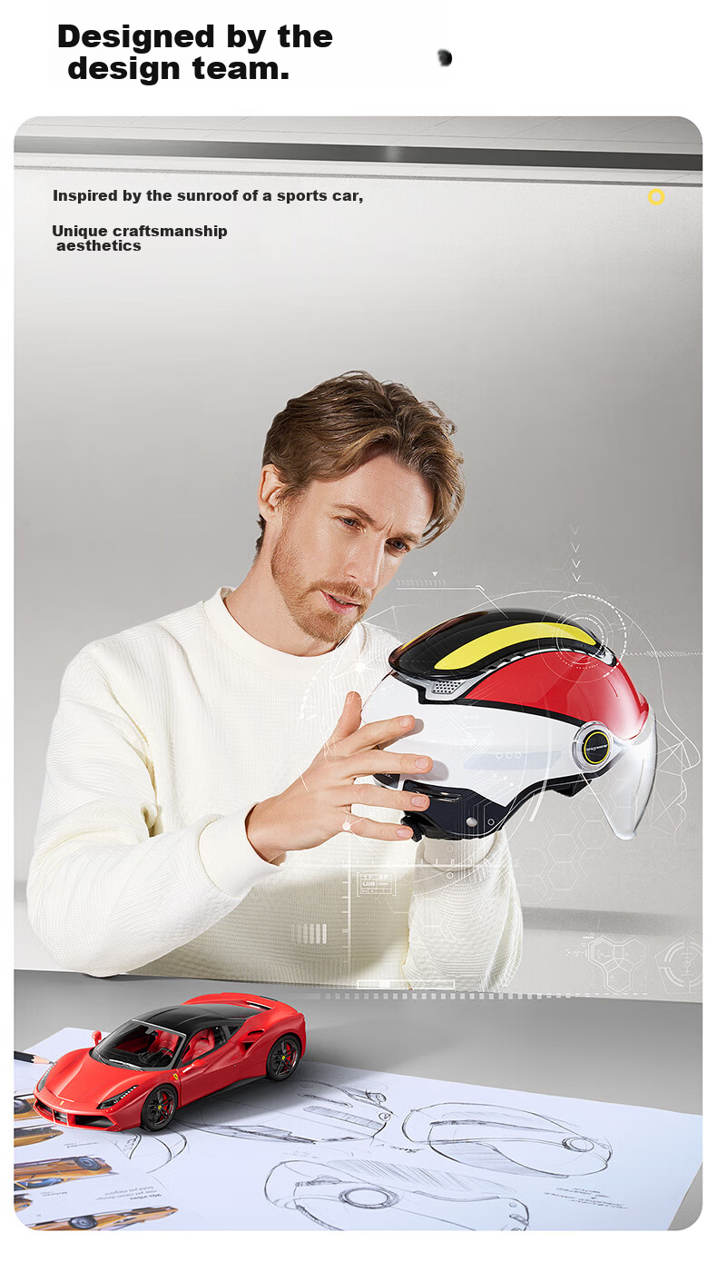 TWOBEE 3C Certified Electric Motorcycle Helmet, Four-Season Universal Half Helmet, Sun Protection and Anti-Fog Dual Visor, Zero-Pressure Sunroof, Unisex Electric Scooter Helmet TK47 52