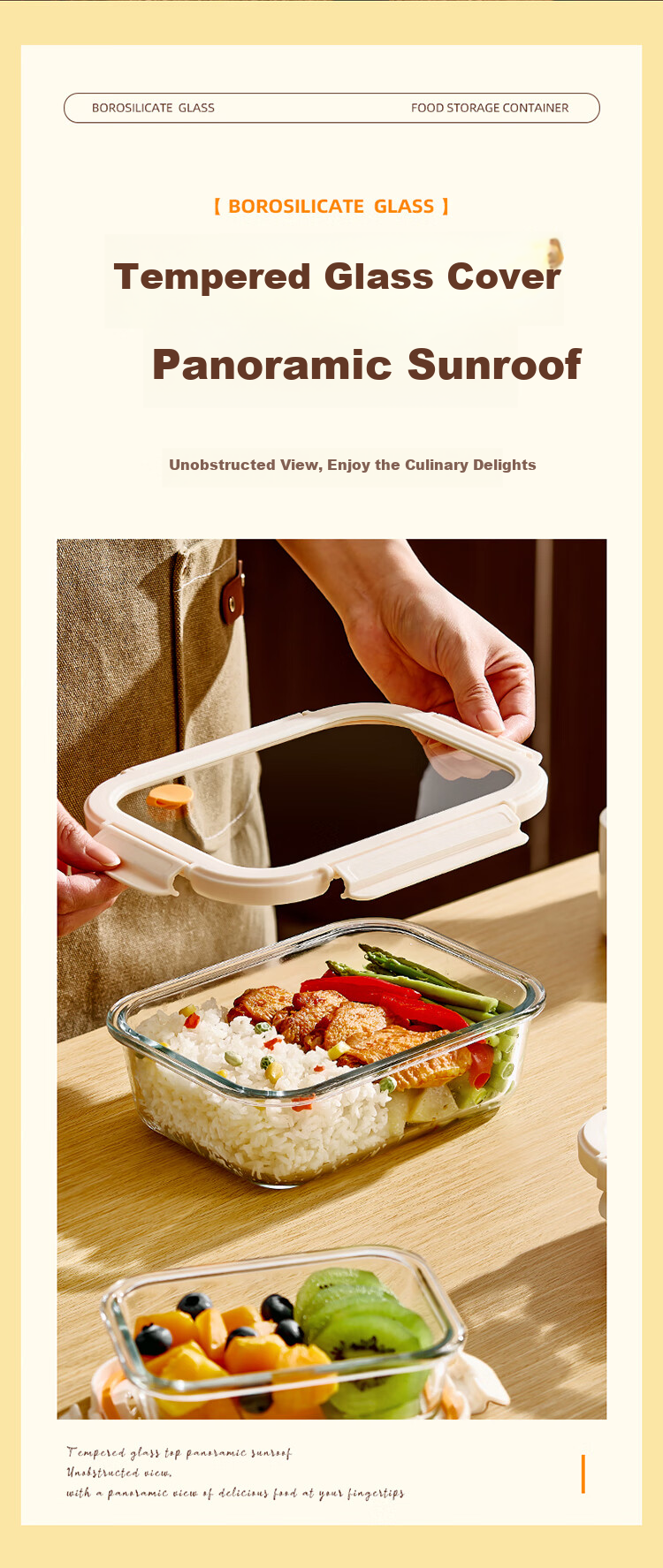 Cilock Heat-Resistant Glass Lunch Box for Office Workers Microwaveable Bento Box Glass Food Storage Container (with Utensil Bag) 2