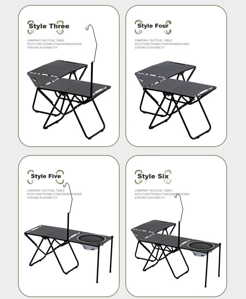 Hakkai Bird Outdoor Folding Table Portable High-End IGT Camping Shadow Tactical Multifunctional Picnic Table Quick-Open Small Tea Table 23
