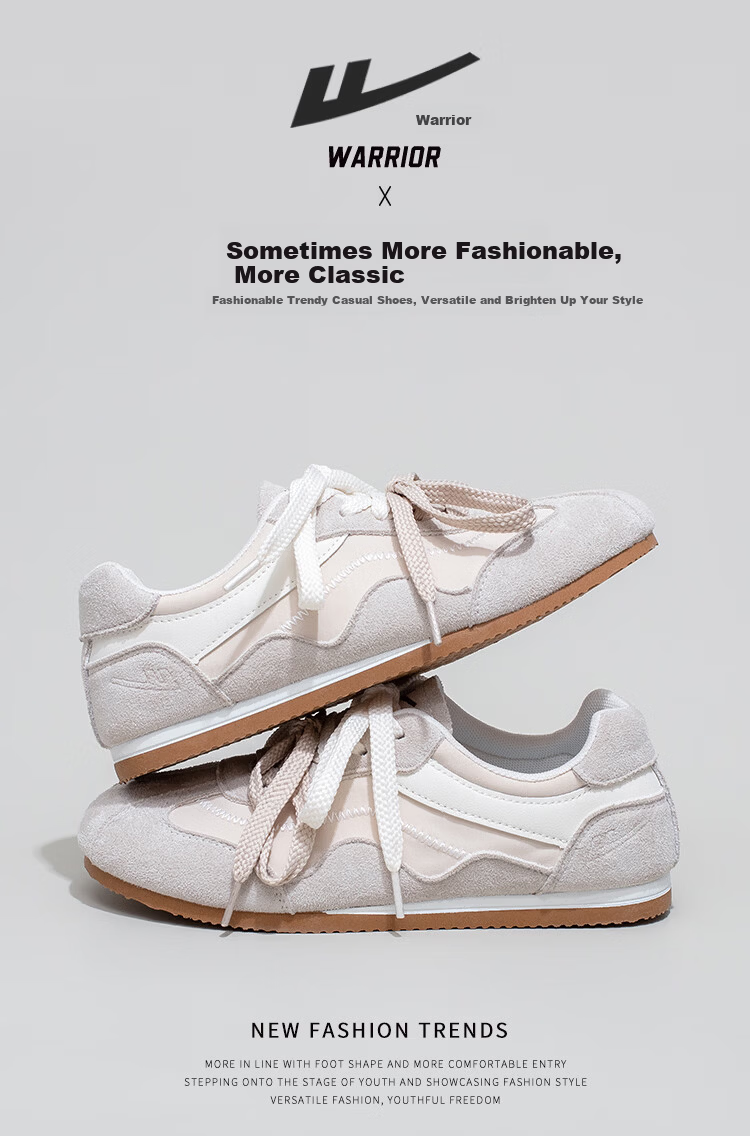 Warrior Spring New Retro Versatile Dexun Casual Soft Sole Shoes Women M062Z Gray/Beige Size 35 1