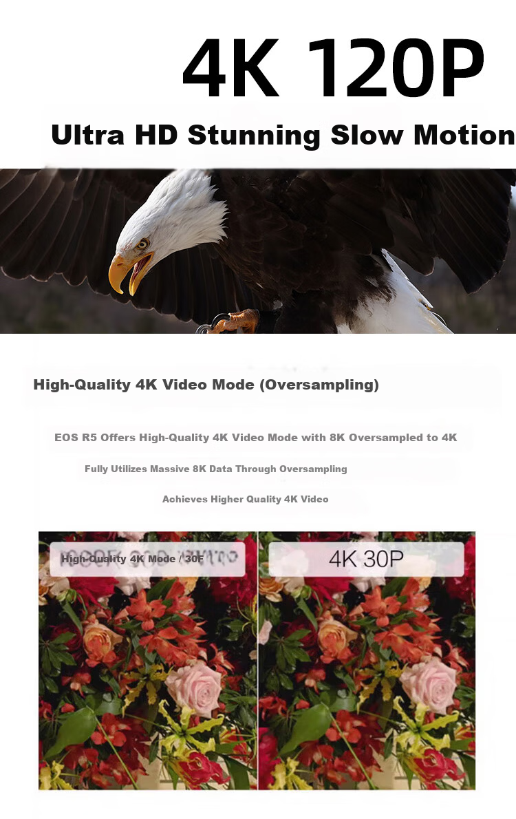 Canon R5 Mirrorless Camera, 8K Video Shooting Flagship Digital Camera, Landscape And Portrait Travel-Specific Camera, Full-Frame Mirrorless R5 Body 4