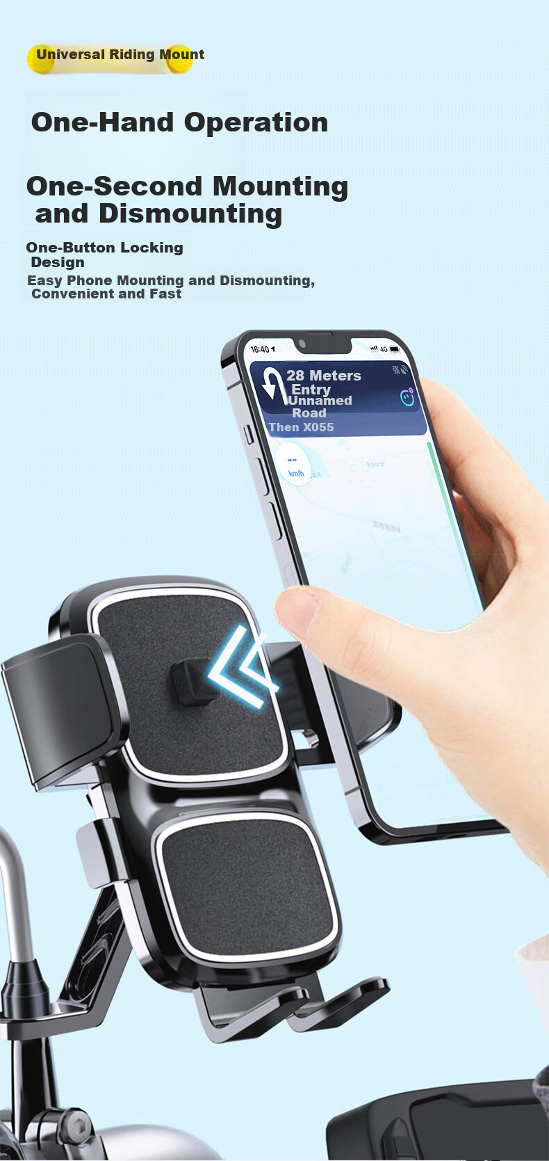 KOVOL Cycling Phone Mount for Bicycles, Electric Bikes, Mountain Bikes, E-Bikes, Motorcycles, Food Delivery, Shockproof Phone Holder 8