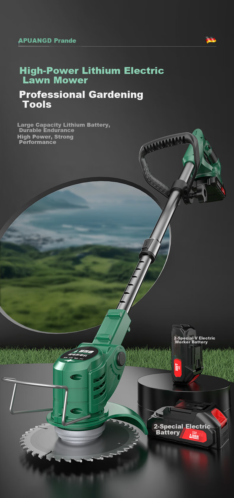 PUANGD Cordless Grass Trimmer Multifunctional High-Power Lawn Mower Home Weed Cutter 1