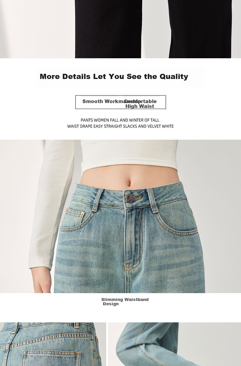 LangSha Straight-Leg Jeans for Women, Color-Fast High-Quality Spring And Autumn Long Pants, 2025 Loose Slim Wide-Leg Trousers 9