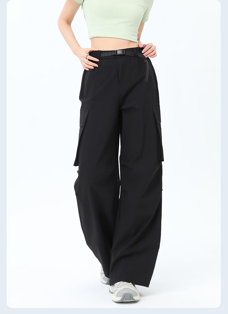 Langsha Women's Outdoor Quick-Dry Work Pants 2026 Summer Straight Loose Wide-Leg Sun-Protective Water-Repellent Casual Military Hiking Pants 28