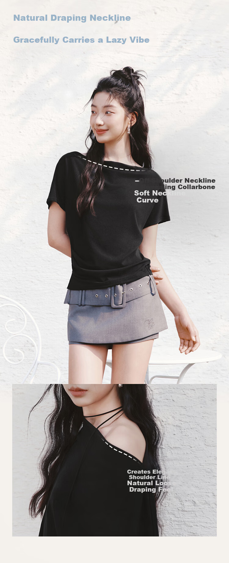 Semir Chen Duling Women's Short Sleeve T-Shirt 2026 Summer Crop Off-Shoulder Waist Slim Atmosphere Top 109326100005 3