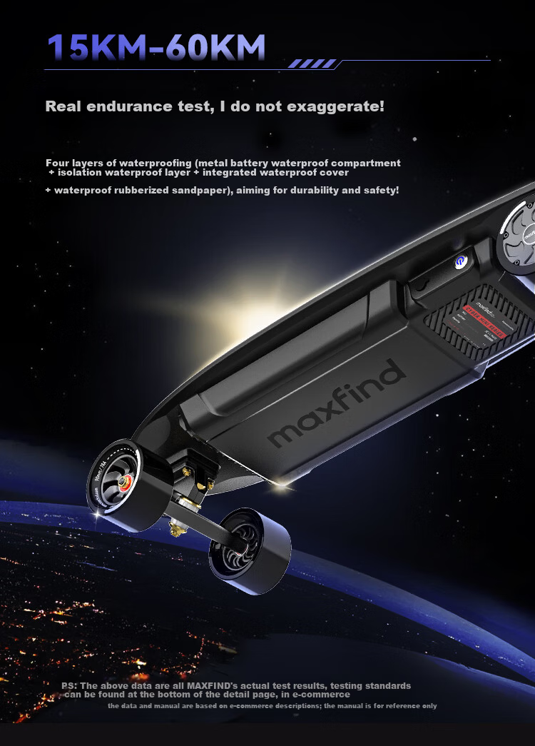 Maxfind Electric Skateboard Four-Wheel Long-Range 60KM Dual-Drive Longboard Adult Commuter Portable Remote Control Kids Skateboard 13