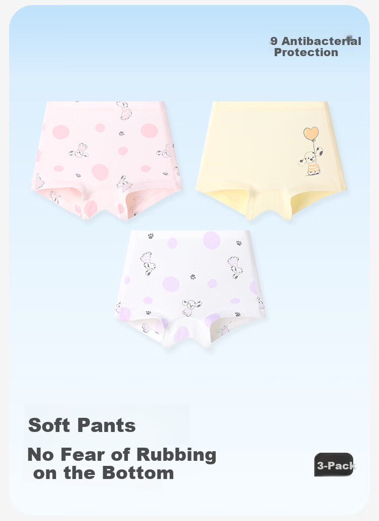 Jiusuiban 7A Antibacterial Children's Underwear Girls 50S Modal Thin Boxer Shorts Toddler Silk Crotch Cartoon Puppy Shorts 1