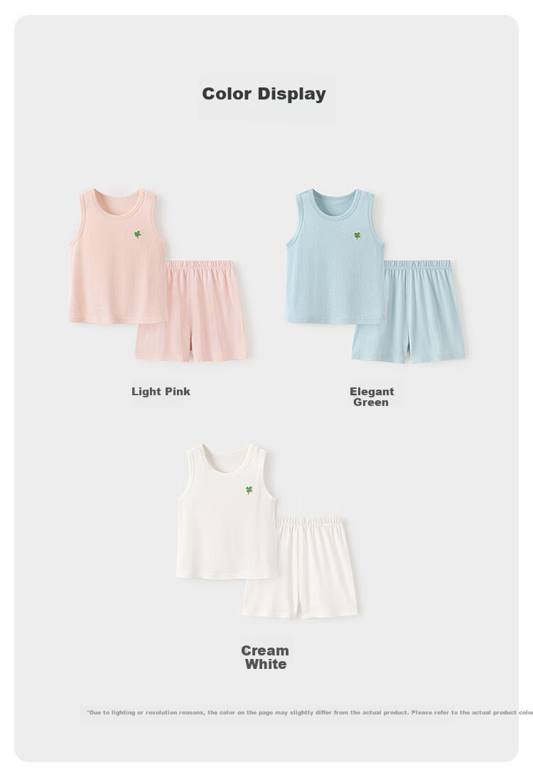 Babylove Baby Vest and Shorts Two-Piece Set Summer Thin Breathable Bamboo Cotton Sleepwear for Boys and Girls 13