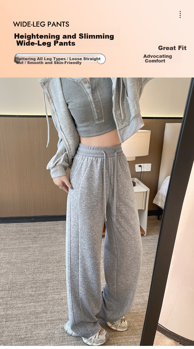 Free Style Wide-Leg Pants for Women Spring New Sports Sweatpants High Waist Slim Loose Draped Straight Casual Trousers 1