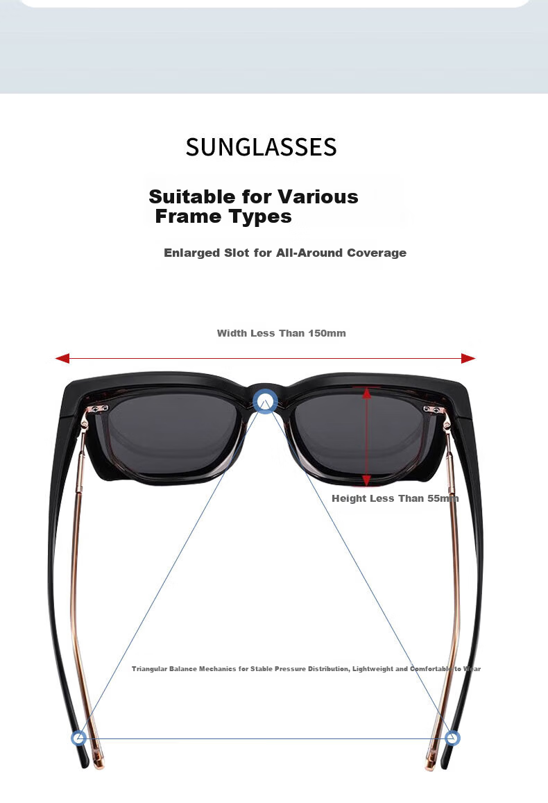 40,000 KM Polarized Clip-On Sunglasses for Prescription Glasses, Unisex Driving Sun Glasses UV Protection 5
