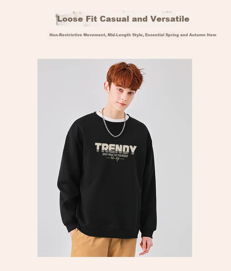 Baleno Men's Crew Neck Sweatshirt Autumn Winter New Casual Pullover Fleece Lined Warm Trendy Innerwear Top 4