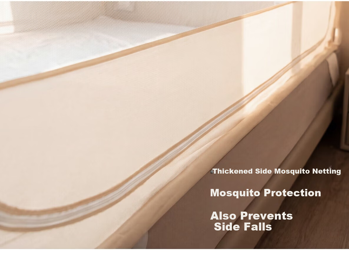 Banxianyue Steady Cabin Max2 Baby Anti-Fall Mosquito Net Bed Rail 1.5x2m Home Beige Flat Tube Frame 22