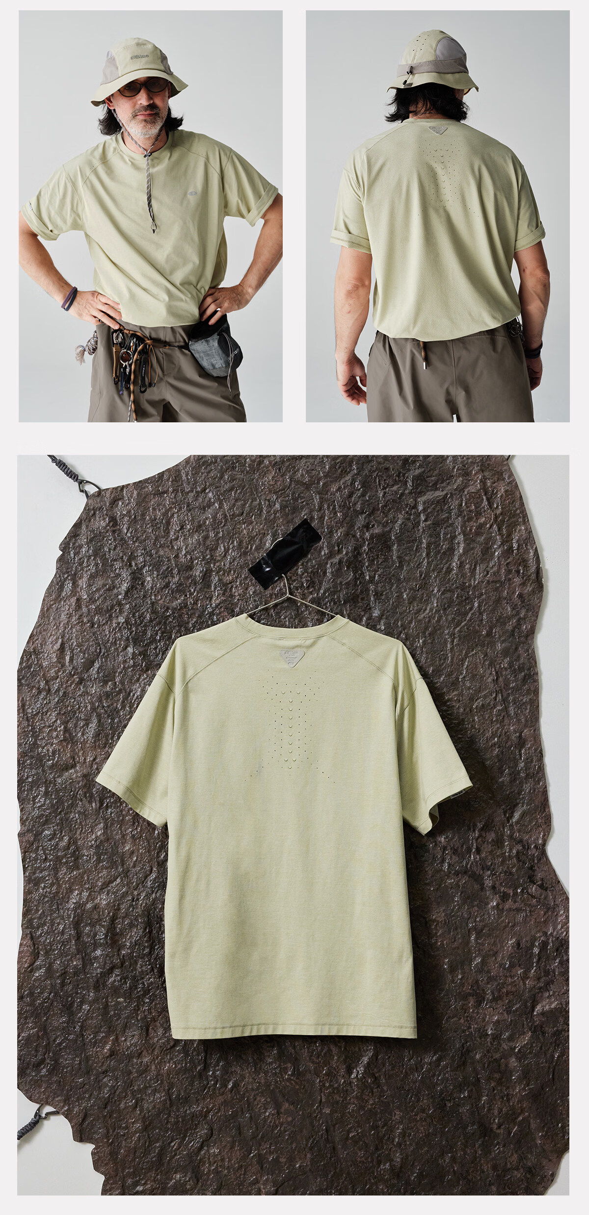 Lanqi Frog Breath Moisture-Wicking Quick-Dry Short Sleeve T-Shirt 2026 Spring Men's Breathable Outdoor Running Crew Neck T-Shirt Gray Pink S 29