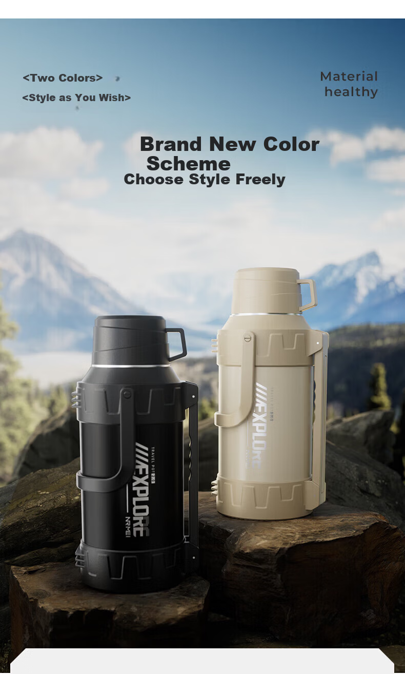 NRMEi Outdoor Insulated Bottle Large Capacity 72-Hour Long-Lasting Insulation 316 Stainless Steel Portable Large Insulated Water Flask 20