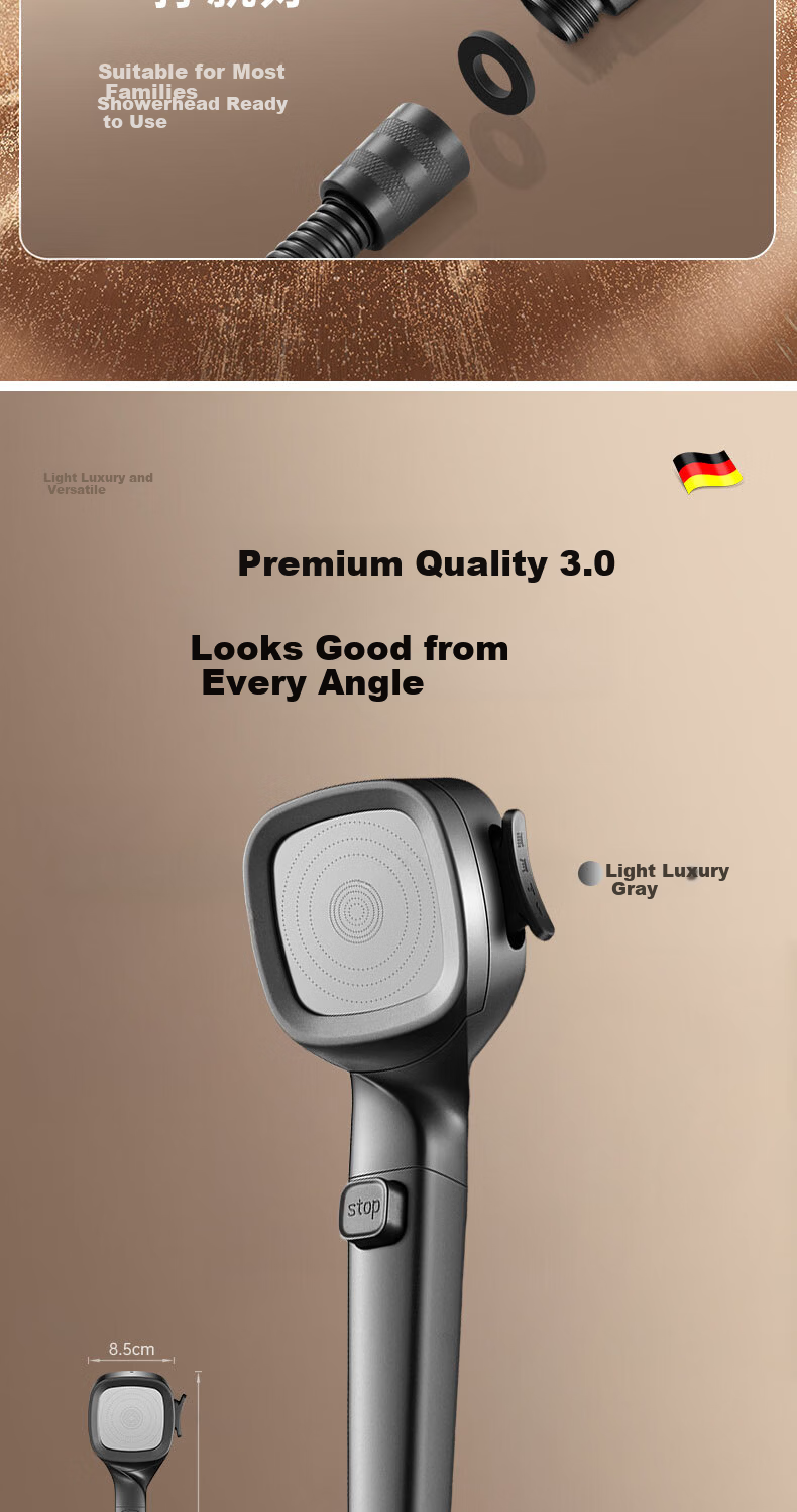 Del 28-Year Brand Powerful Pressurized Shower Head Multifunctional Handheld Bathroom Bath YK218 10
