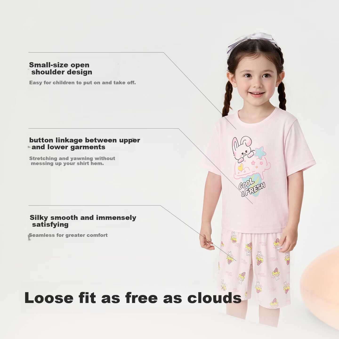 Balabala Baby Summer Pajama Set Air-Conditioned Clothing Anti-Cold Children's Homewear Toddler Short Sleeve Cotton Set