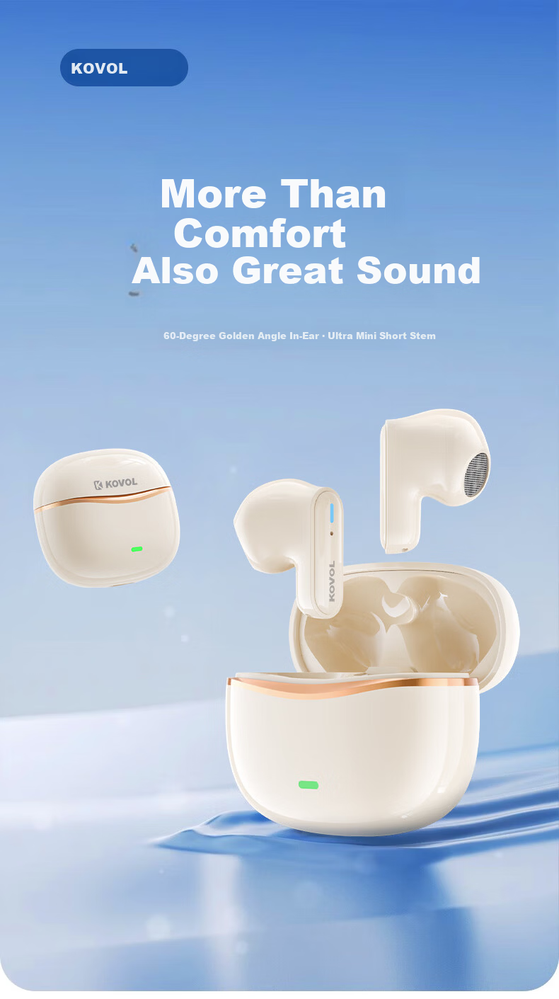 KOVL True Wireless Bluetooth Earphones, Semi-In Drop Design, Suitable for IPhone, Huawei, Honor, Vivo, Xiaomi, IQOO, Apple, OPPO, Sports Music Gaming Headset 1