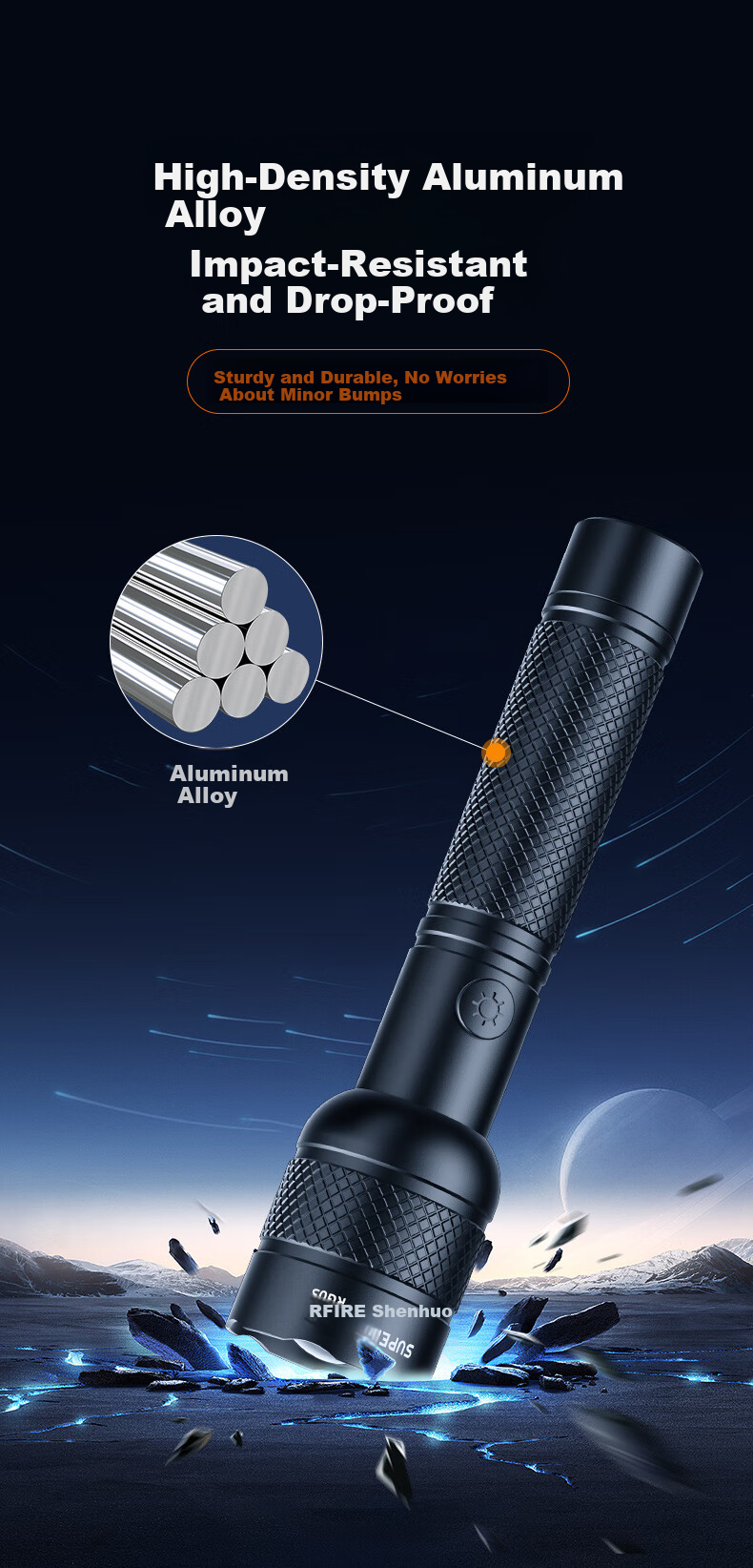 SupFire Flashlight High Brightness Long Battery Life Outdoor Survival Zoomable Military Small Portable Home Use Emergency Light 12