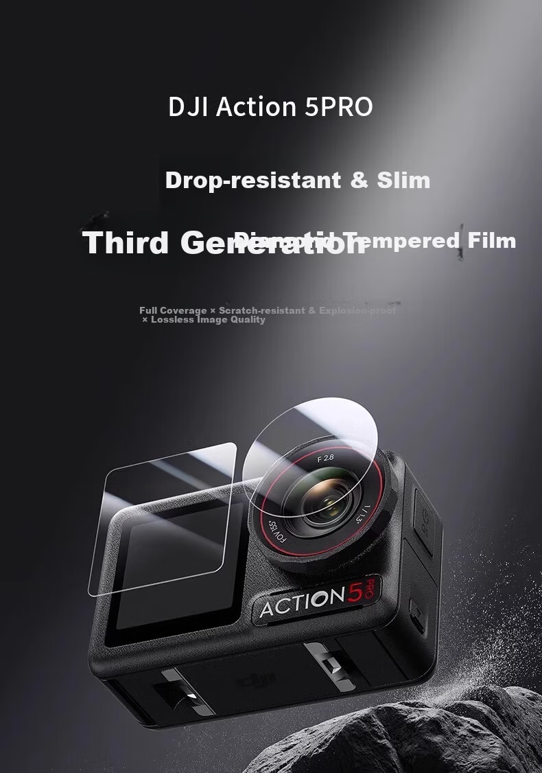 Yangfeisi Tempered Glass Screen Protector Anti-Scratch Lens Film for DJI Action 4/3 Camera Accessories Cage Compatible 3