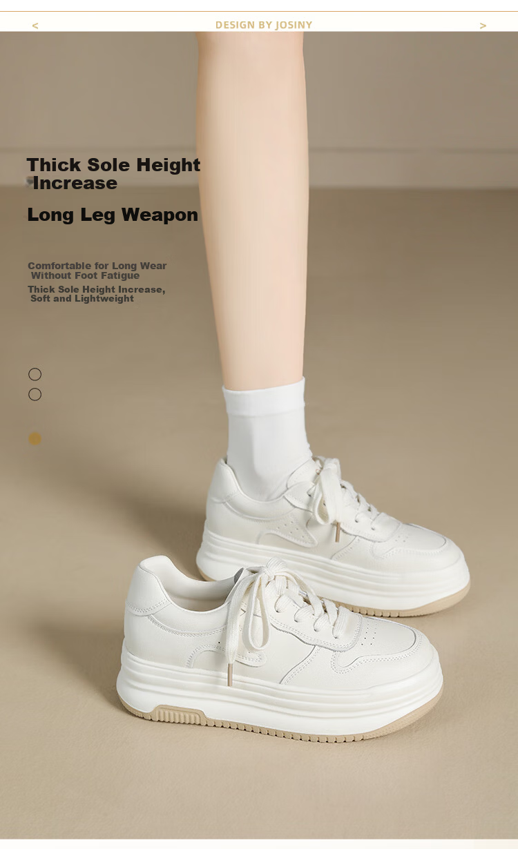 Zhuoshini Self-operated Thick-soled Women's White Sneakers 2026 Spring New Retro Casual Shoes Off-white Size 39 4