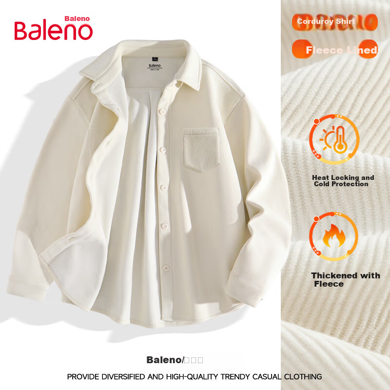 Baleno Heavyweight 260g Autumn Unisex Shirt Button Cardigan Casual Trendy Couple Outerwear 9