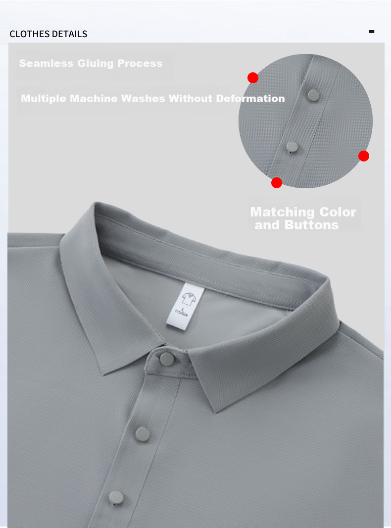 ROMON Men's Business Casual Polo Collar Long Sleeve T-Shirt Extraordinary Pique Skin-Friendly Seamless High-Quality Top Gray 3XL 3