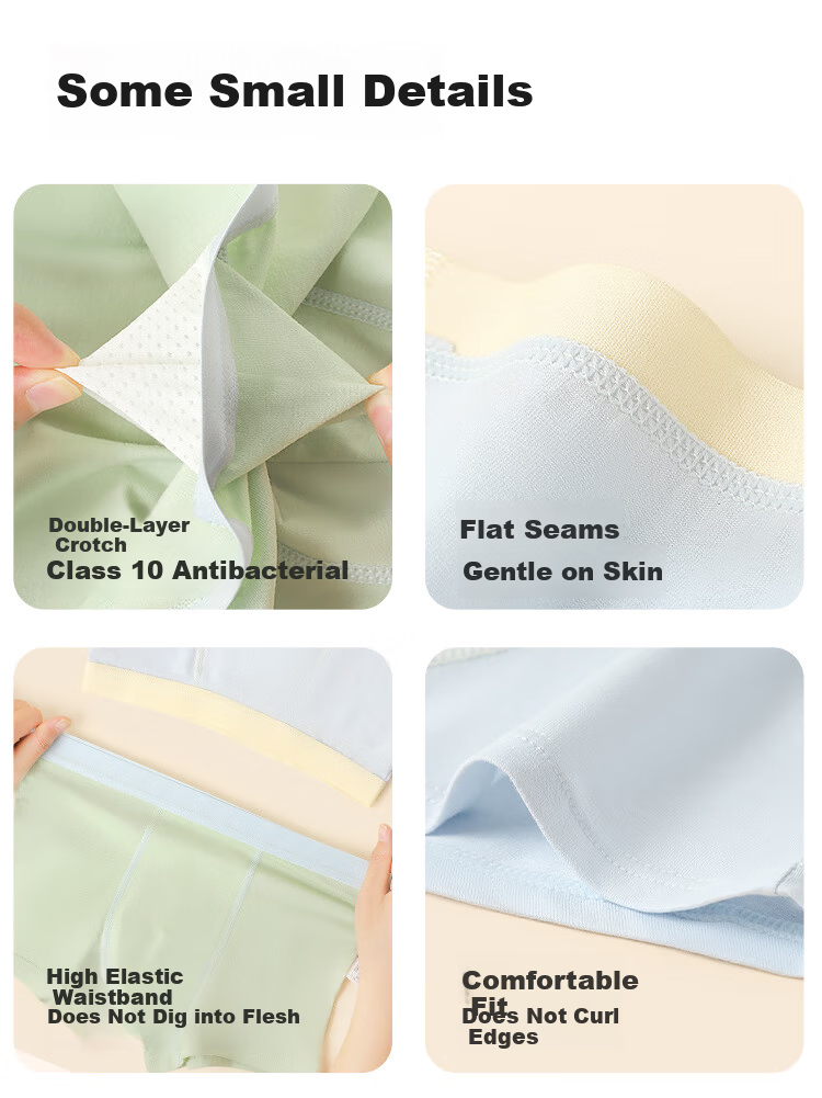 Bingxue Cotton Kids Boys A-Class Pure Cotton Boxer Briefs 10A Antibacterial Breathable Solid Color Boys Mid to Large Size Shorts 4