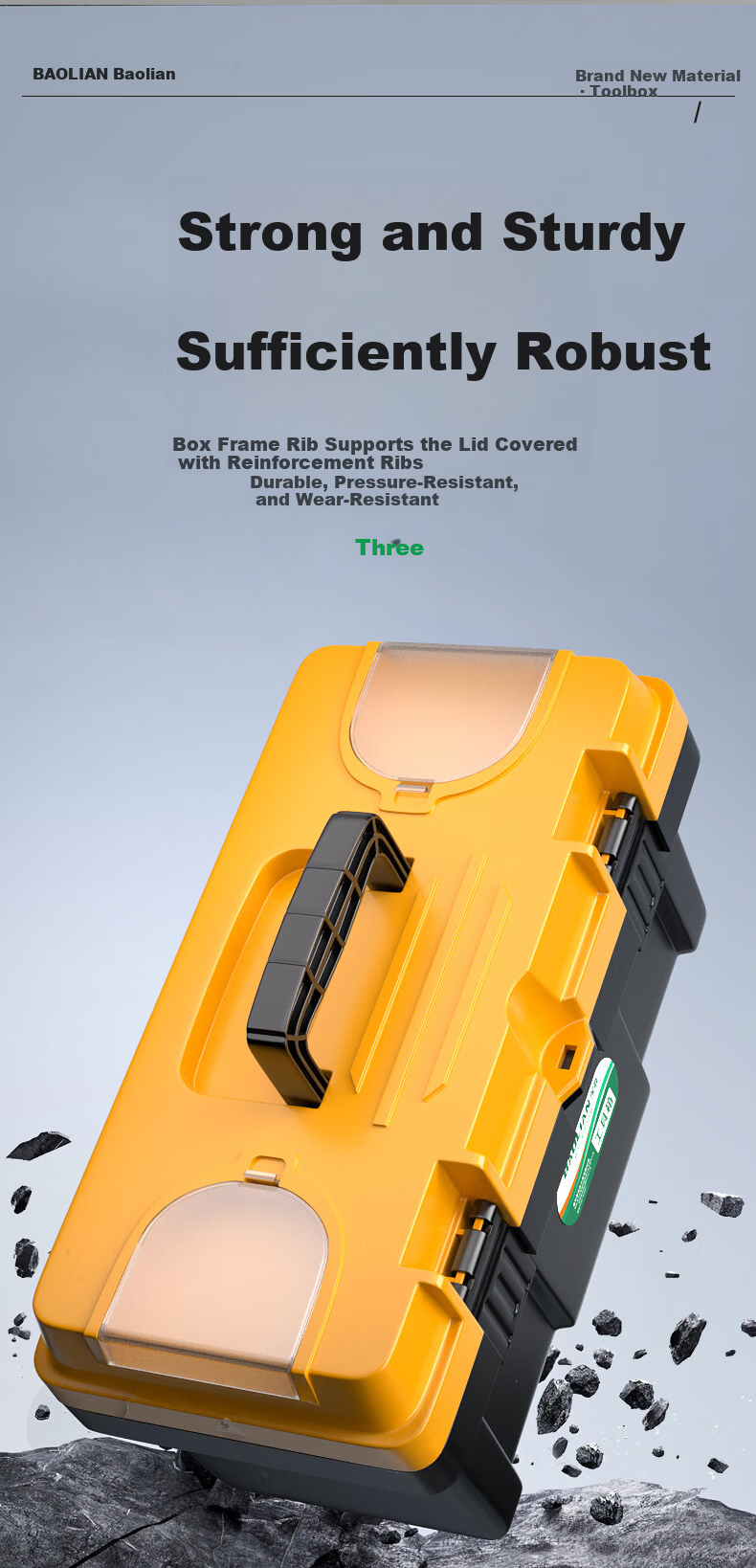 Baolian 14-inch Hardware Toolbox Multifunctional Electrician Storage Box Portable Car Carry Case 8