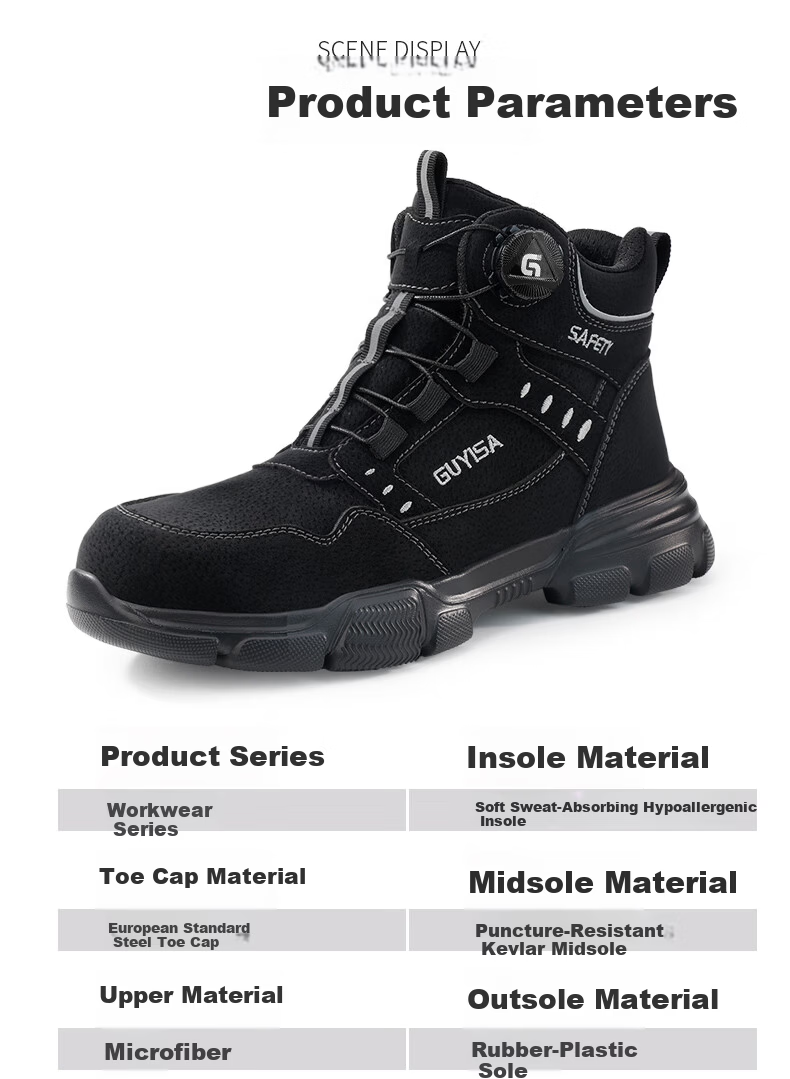 JUNBU Men's Steel Toe Safety Work Shoes Anti-Smash Puncture Lightweight Comfortable Functional Shoes F155BKT Size 44 18