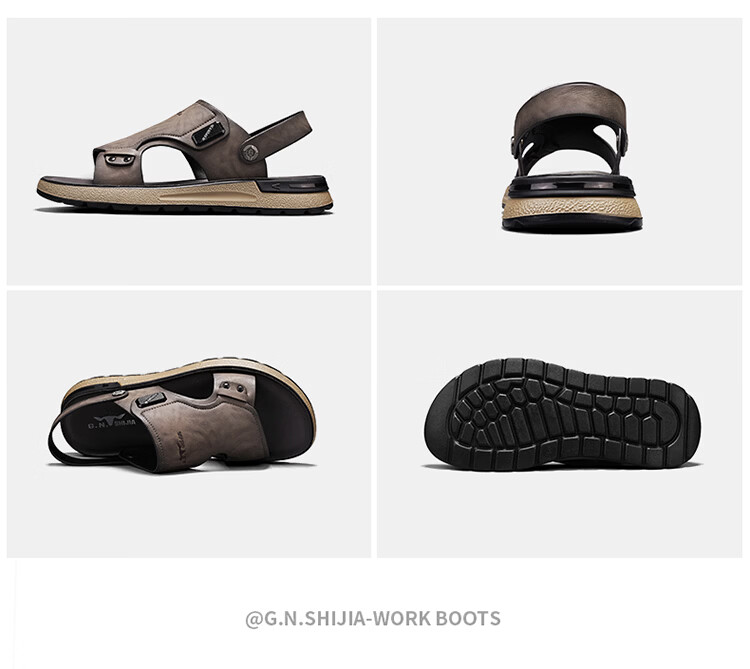 Bull Family Leather Sandals Summer New Thick Sole Dual-Use Slippers Men's Soft Sole Beach Shoes Versatile Driving Commuting Shoes 21