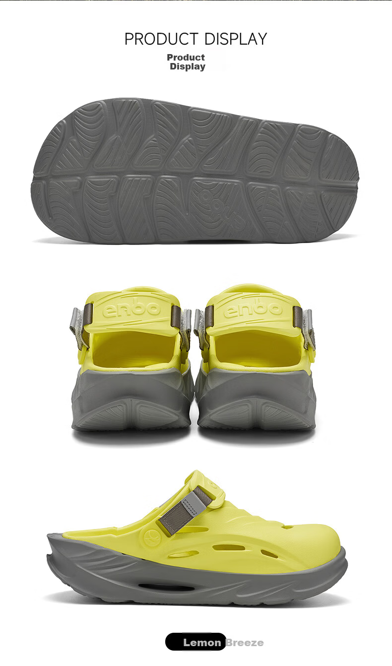 ENBO Thick Sole Hollow Breathable Hole Shoes Comfortable Men's Closed Toe Casual Versatile Beach Shoes Cloud Sand 41 (255mm) 17