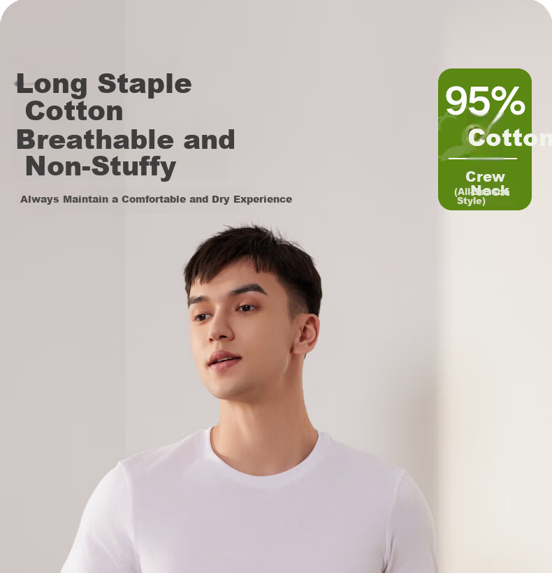 SEPTWOLVES Men's Short Sleeve T-Shirt Elastic Cotton Breathable Casual Sweat-Absorbing Basic Light Gray XL 1