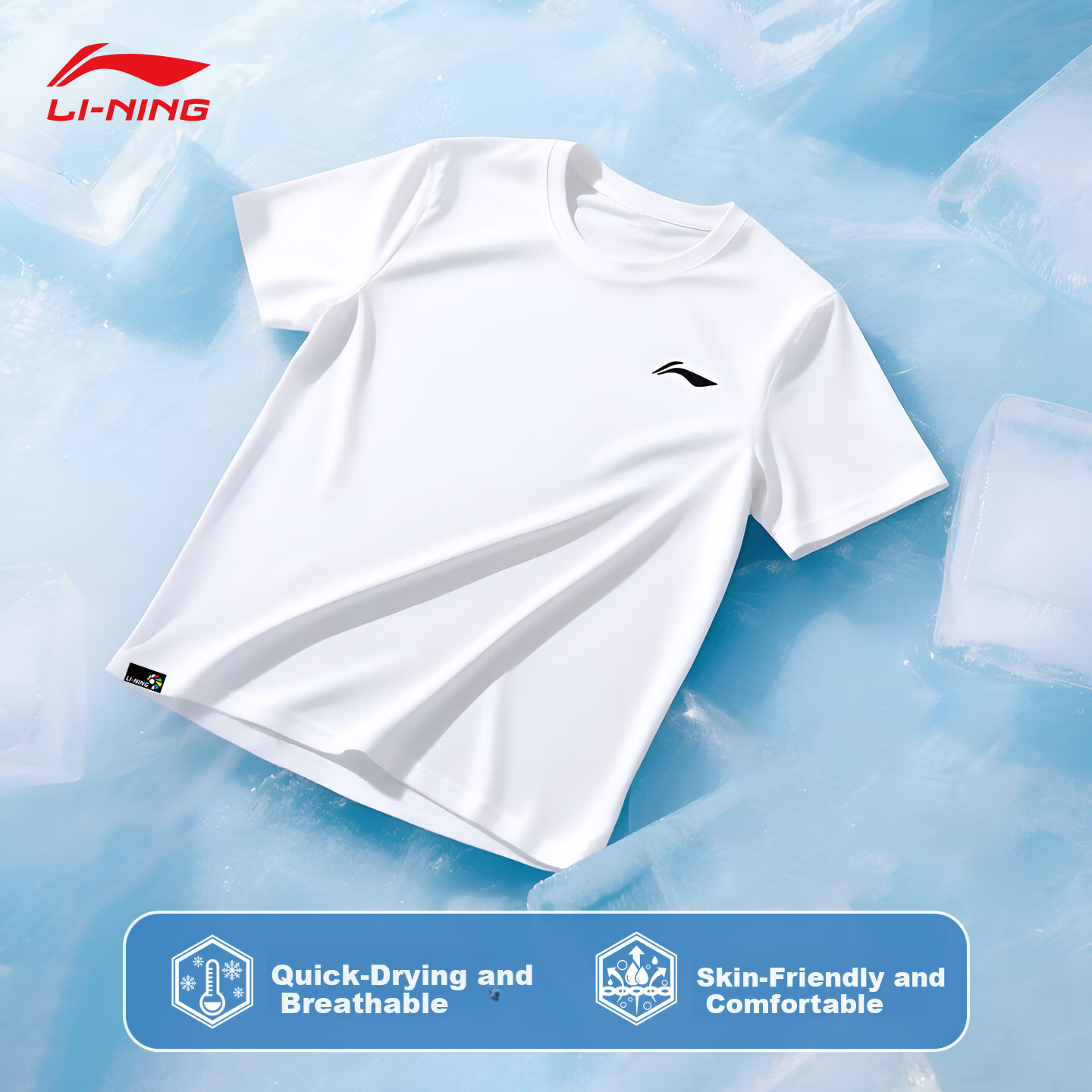 LI-NING Quick-Dry Men's Short Sleeve Summer Breathable Simple AHST575-2-3XL