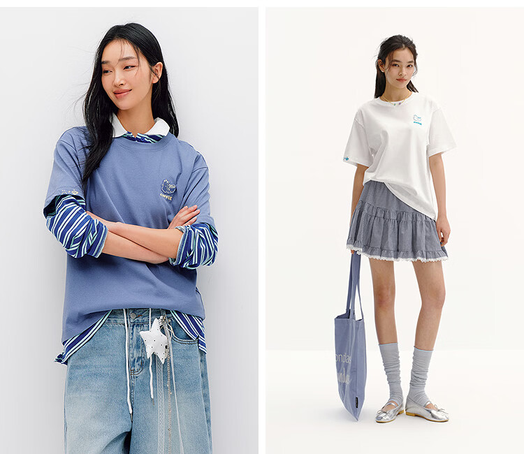 Semir Mall Style | Women's Summer Short Sleeve T-Shirt Embroidered Print Loose Drop Shoulder 2026 Boutique Clothing 101326100037 4