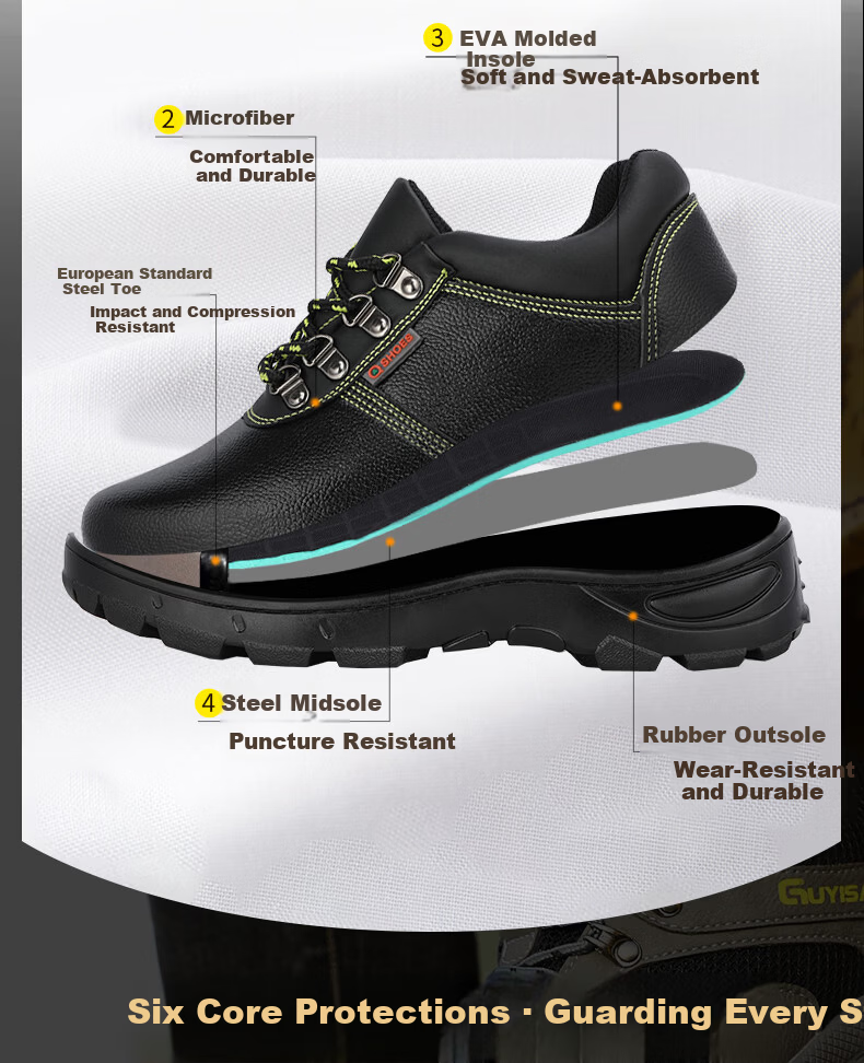 Weierdun Safety Shoes for Men, Breathable Steel Toe Cap, Puncture-Resistant, Wear-Resistant, Waterproof Construction Site Work Shoes 9215-1 Size 39 3