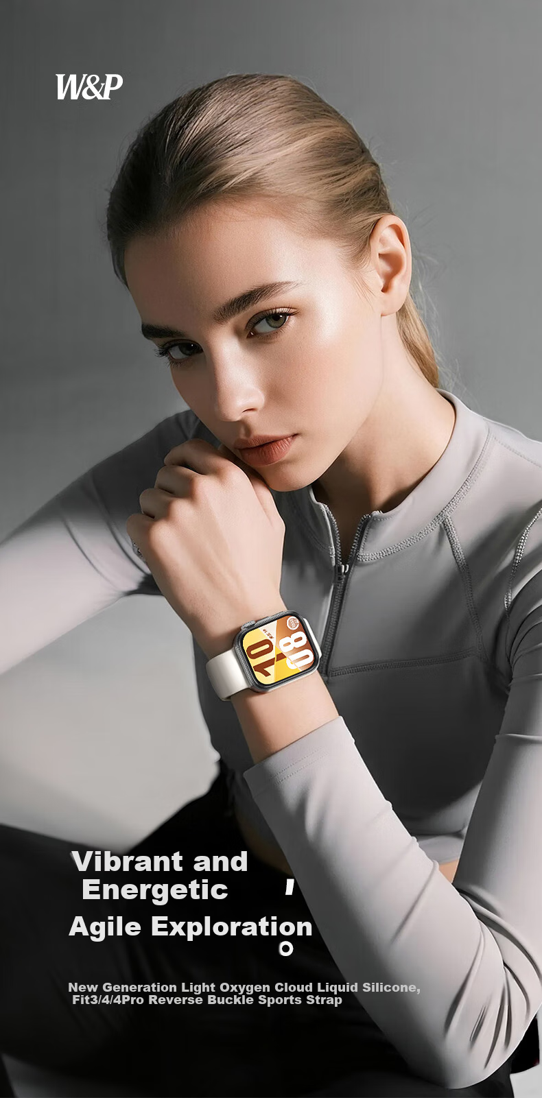 W&P Huawei Fit5 Sport Silicone Watch Band for Huawei Watch Fit5/4/3/4Pro 2025 New Breathable Liquid Silicone Pin Buckle Strap - Dynamic White 2