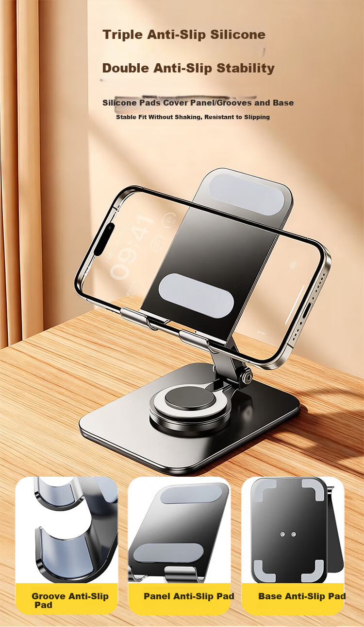 BZBC [Widened and Enlarged] Phone Stand iPad Tablet Stand Lazy Dopamine High-Value Desktop Stand 360° Rotatable Black 4