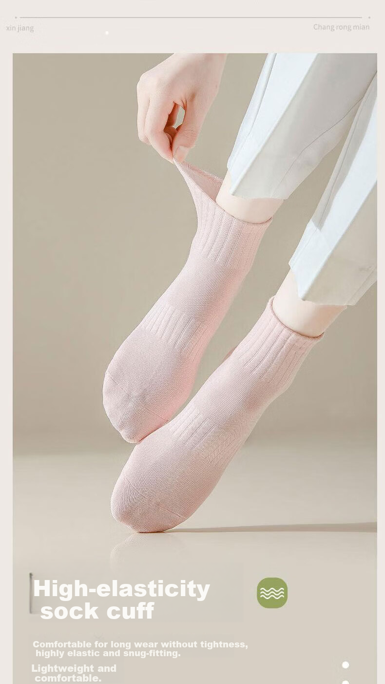Cotton Full Women's Short Socks 100% Pure Cotton Antibacterial Odor-Resistant Breathable Sports Low-Cut Ankle Socks 6 Pairs 7