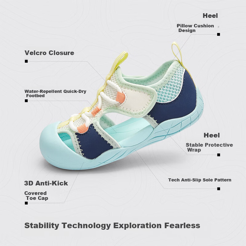 BALABALA Children's Steady Shoes, Boys And Girls Sandals, 2026 Summer New Color-Block Functional Shoes, Kids' Shoes, Children's Shoes with Mesh, Sports Shoes