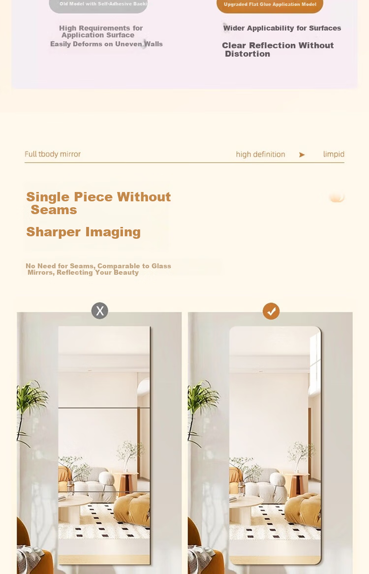 Anerya Soft Wall-Mounted Self-Adhesive Full-Length Acrylic Mirror Sticker Home HD Dressing Mirror Dormitory Try-On Mirror 7