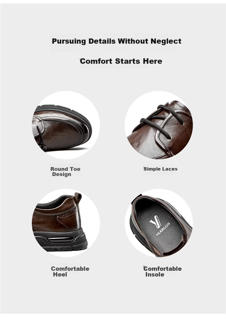 Eierkang Men's Business Casual Commuter Leather Shoes Genuine Leather Soft Sole Comfortable Dad Shoes 61330W Black Size 40 4