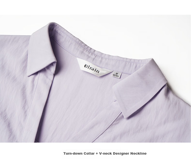 Olrain Lazy Design Short Sleeve Shirt Women's Summer New Elegant Cardigan Top Purple M 21